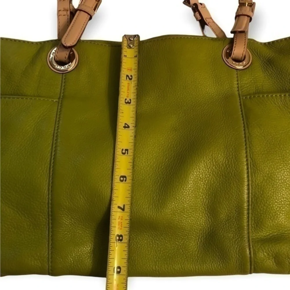 Michael kors lime green leather east west tote bag